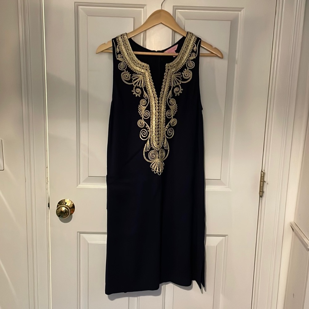 Lilly Pulitzer navy with gold trim dress